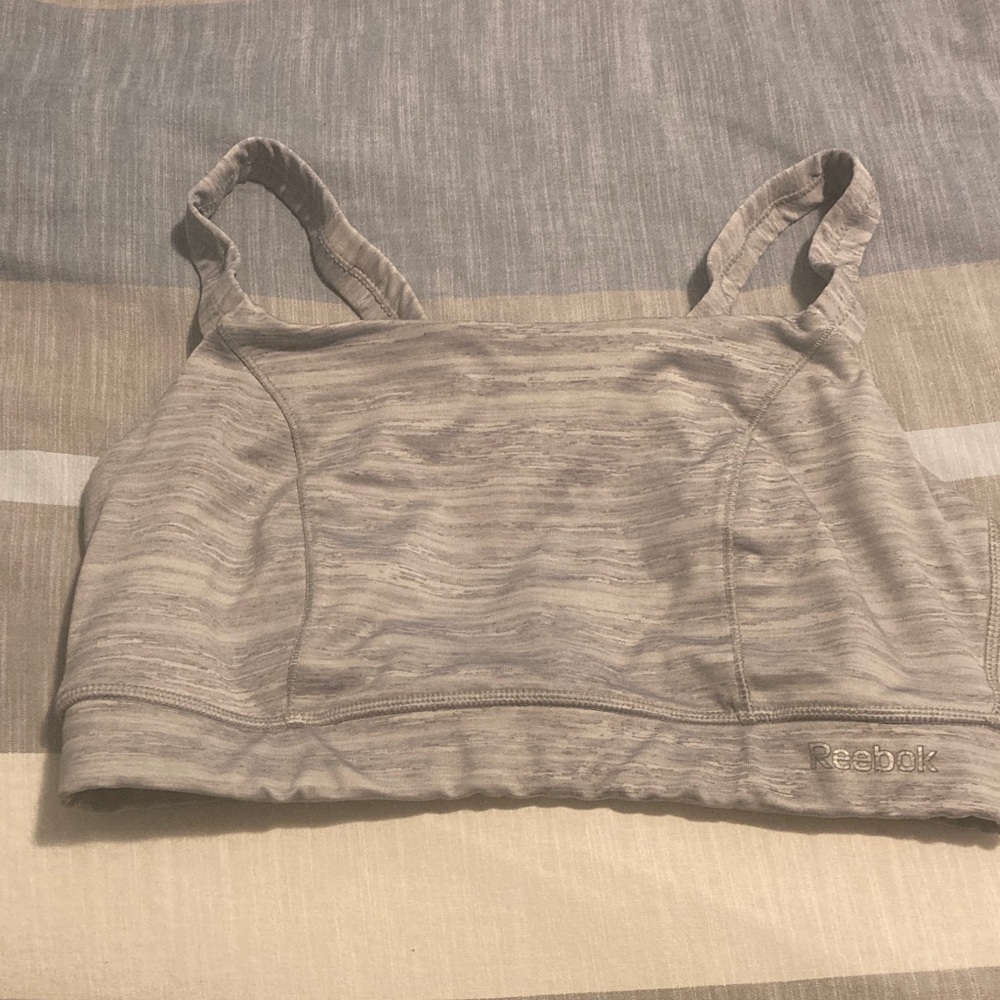 Reebok Heathered Light Gray Low-Impact Sports Bralette